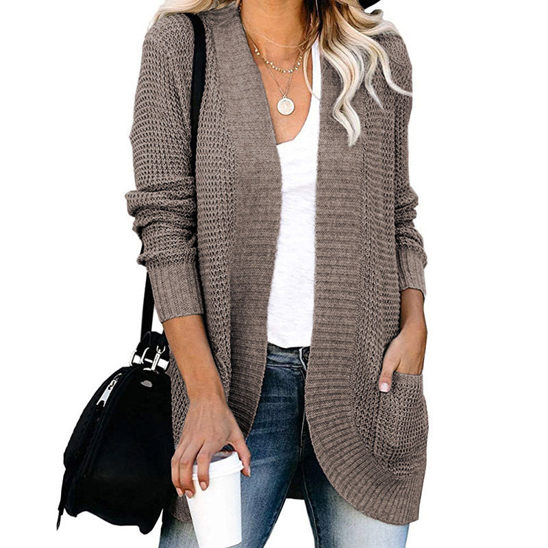 Women's open-cut cardigan with side pockets, size