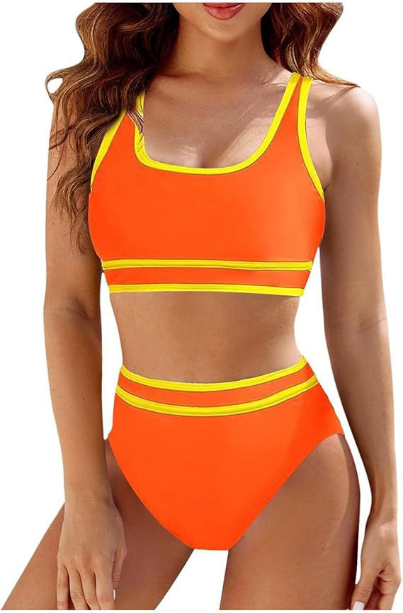 Women's sporty bikini set with high-cut bottoms and sporty top, size [size missing]
