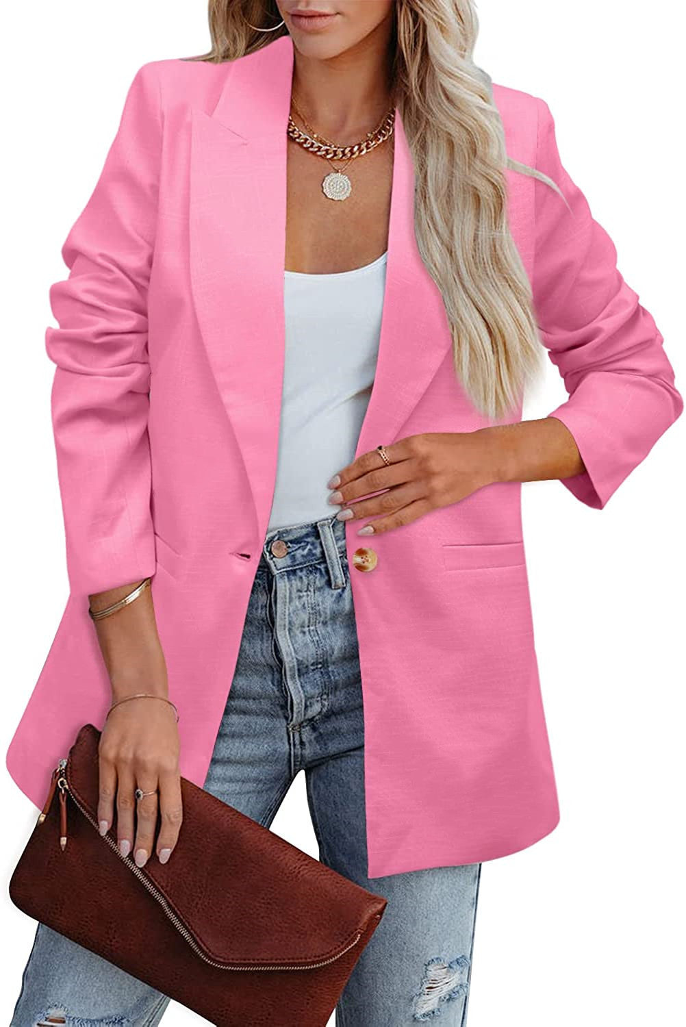 Valenzora | Double-breasted blazer with gathered sleeves and pockets