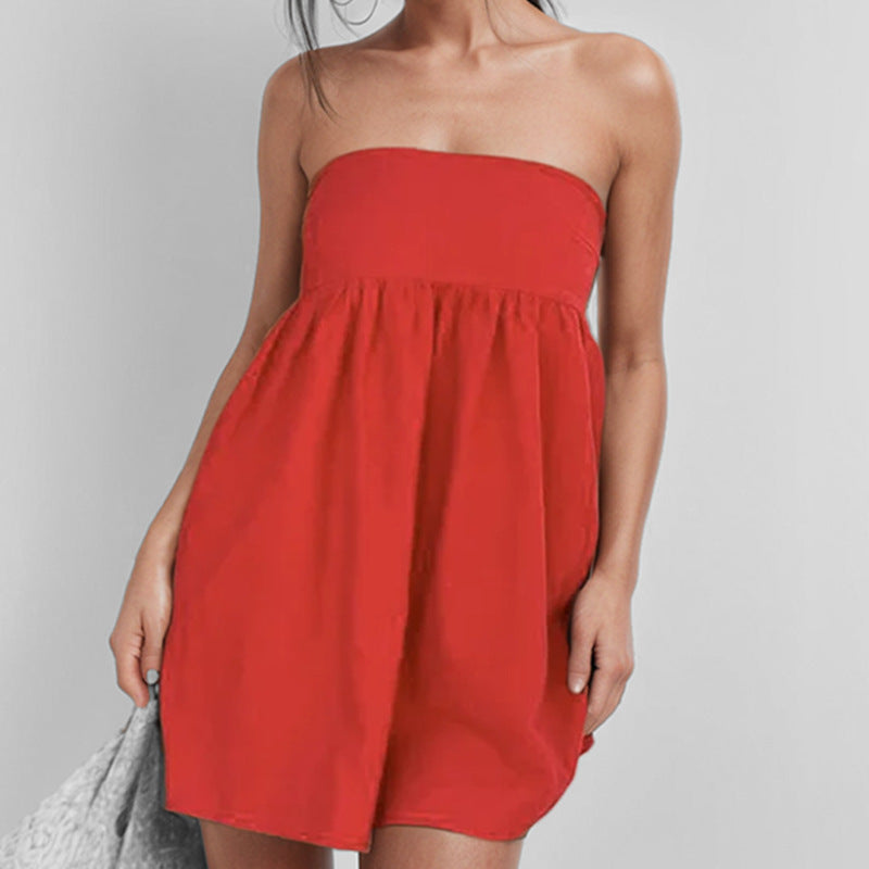 Women's strapless sheath dress with a wide skirt, size [size]