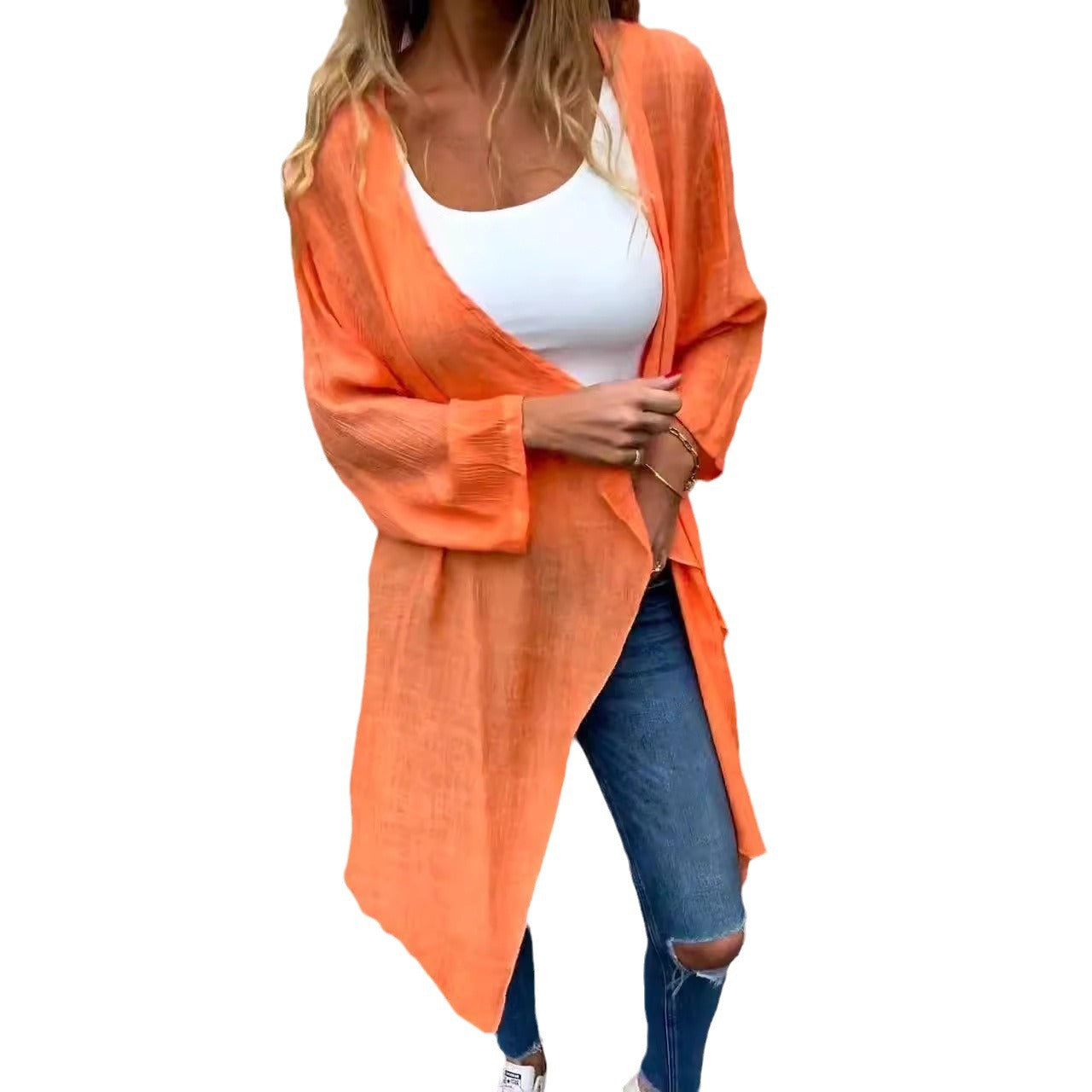 Women's airy open-front kimono size