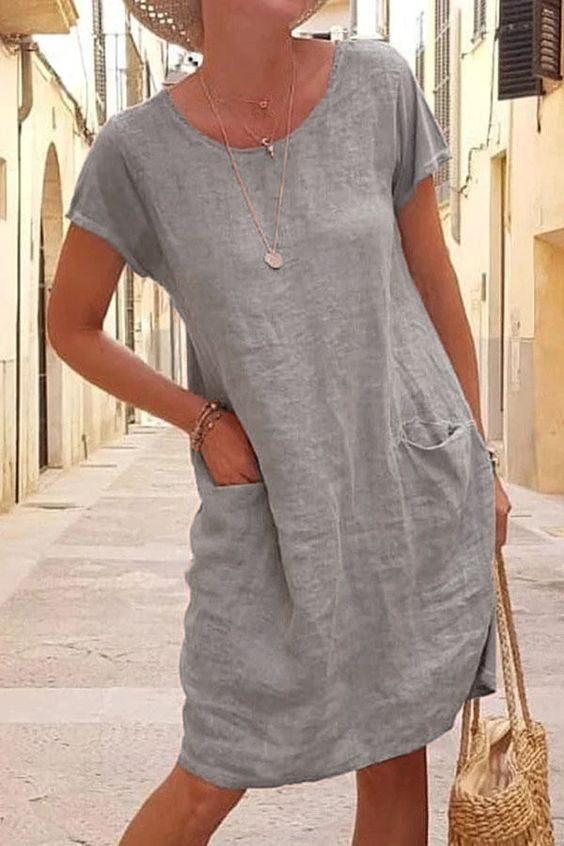 Valenzora | Linen casual dress with pockets