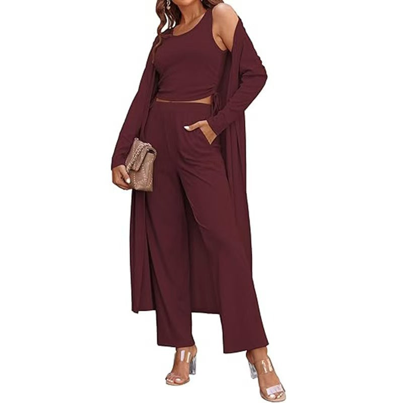 Valenzora | Knitted vest with pockets, three-piece set