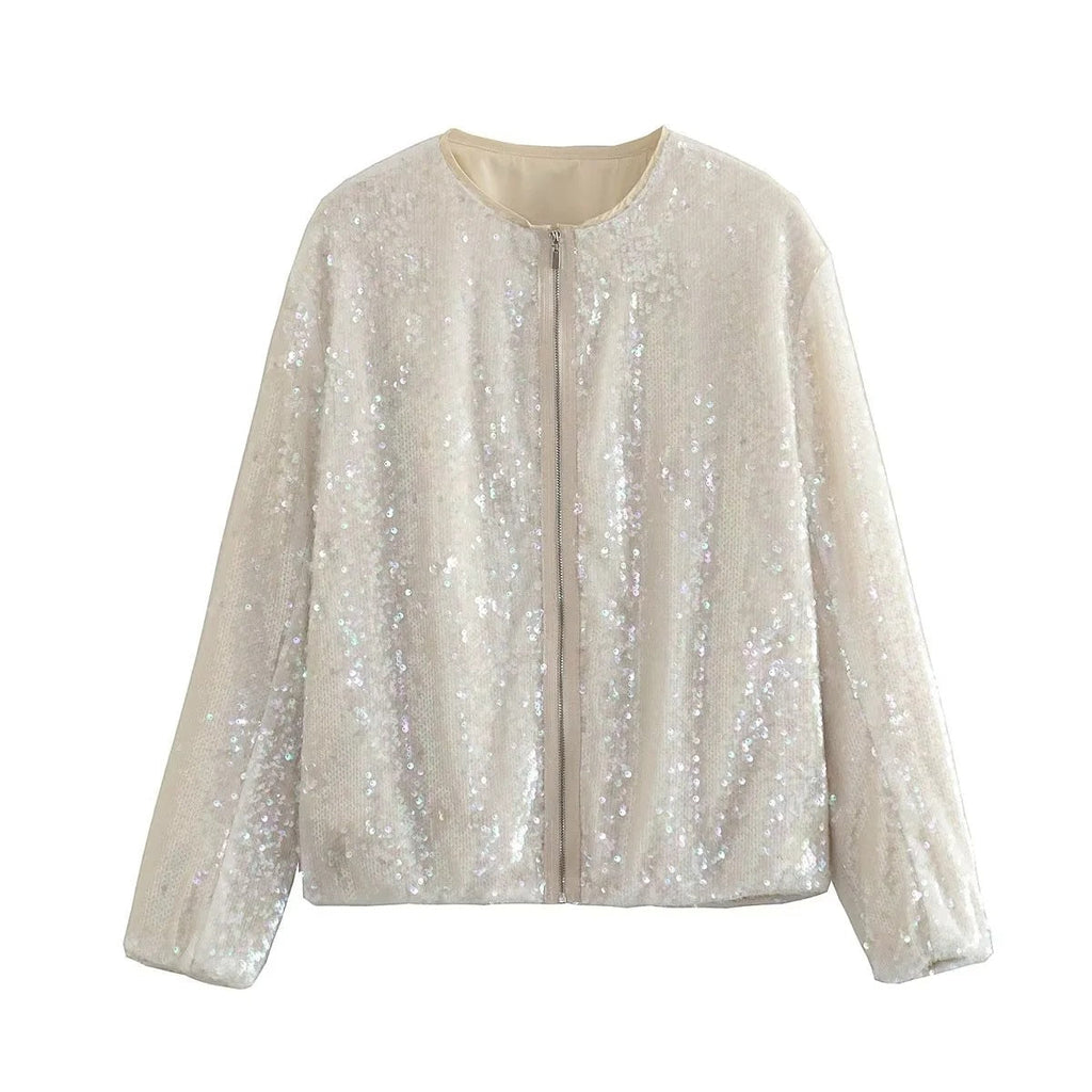 Valenzora | Sparkling sequined jacket with zipper