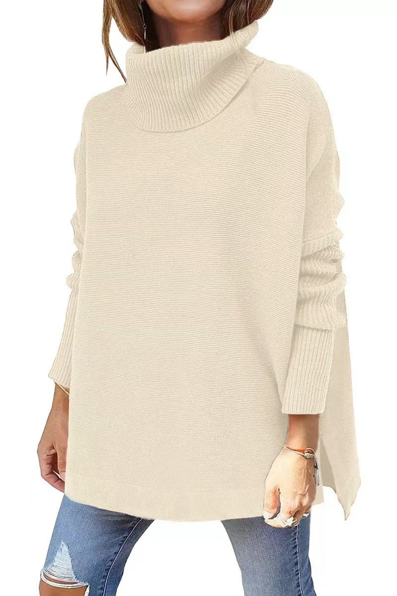 Women's oversized roll-neck sweater with a textured knit pattern and relaxed fit, size [size]