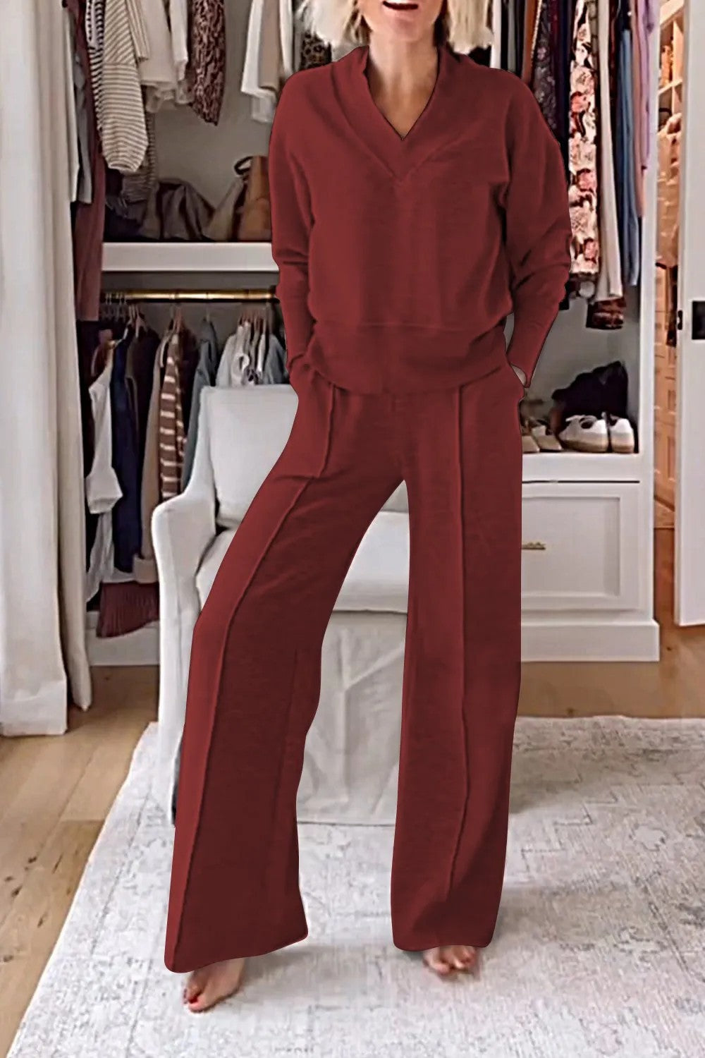 Valenzora | Loose top and wide-leg trousers set
