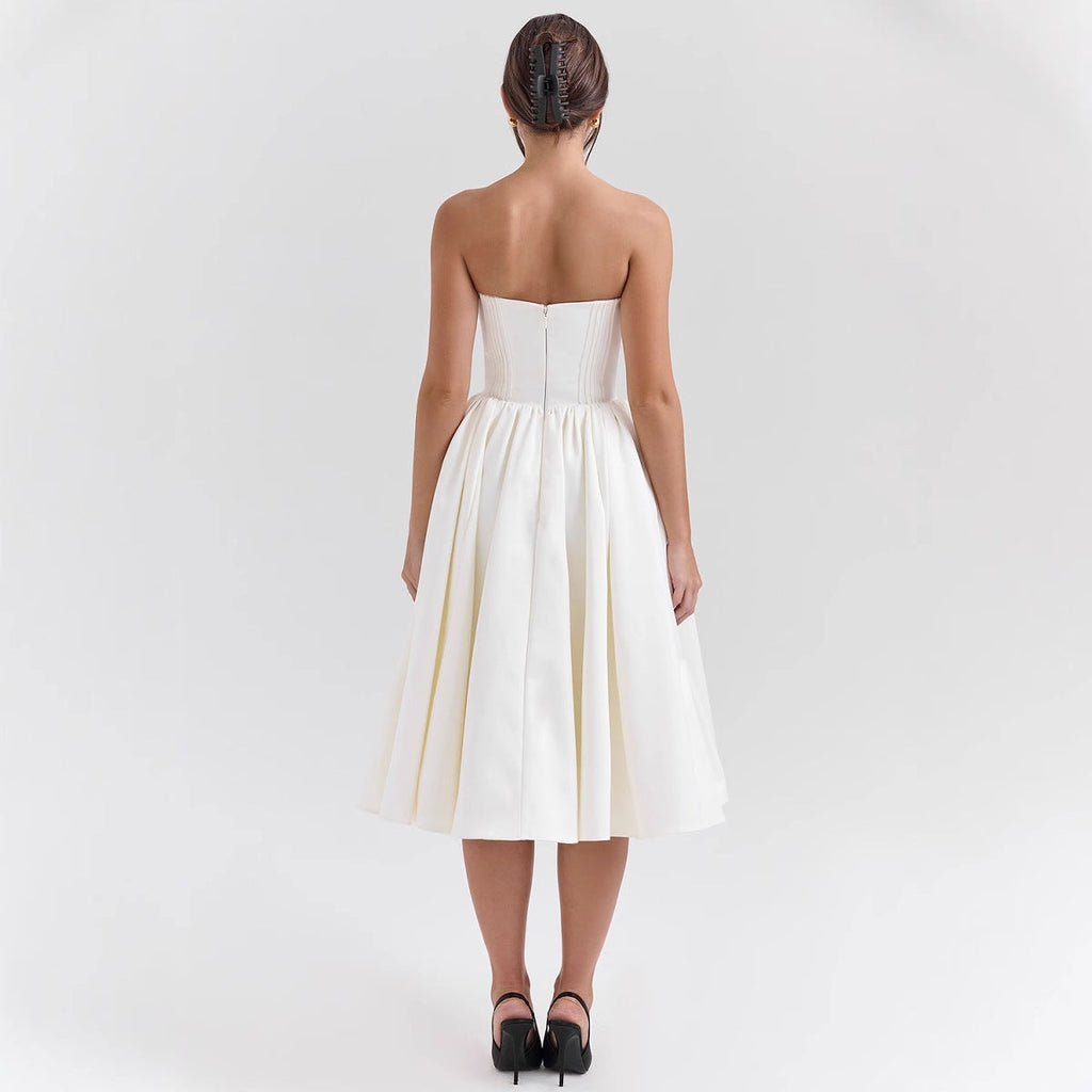 Abendkleid für Damen, trägerloses Design mit voluminösem Rock, Größe
