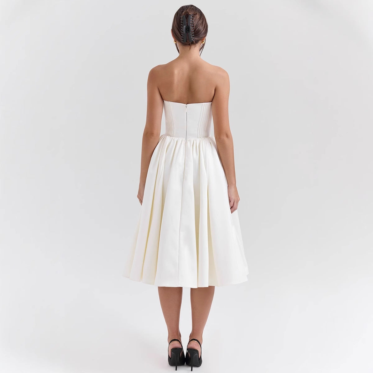 Abendkleid für Damen, trägerloses Design mit voluminösem Rock, Größe