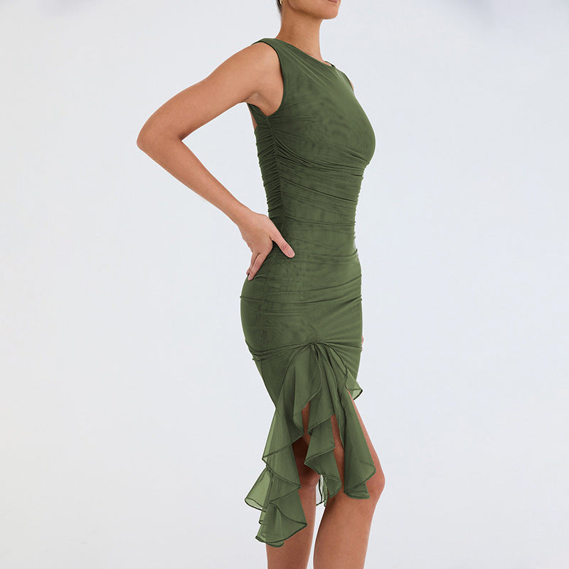 Midi-Volantkleid