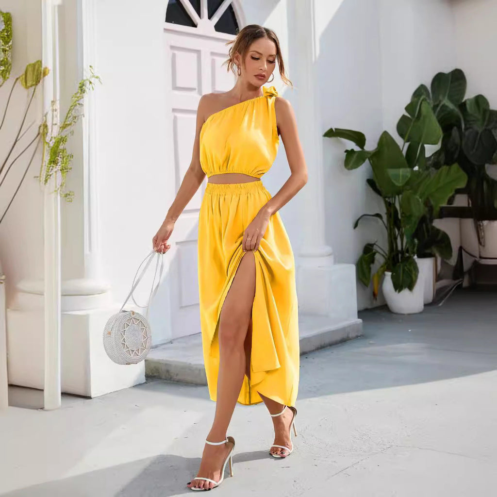 Valenzora | Elegantes zweiteiliges Maxiset mit geschlitztem Saum