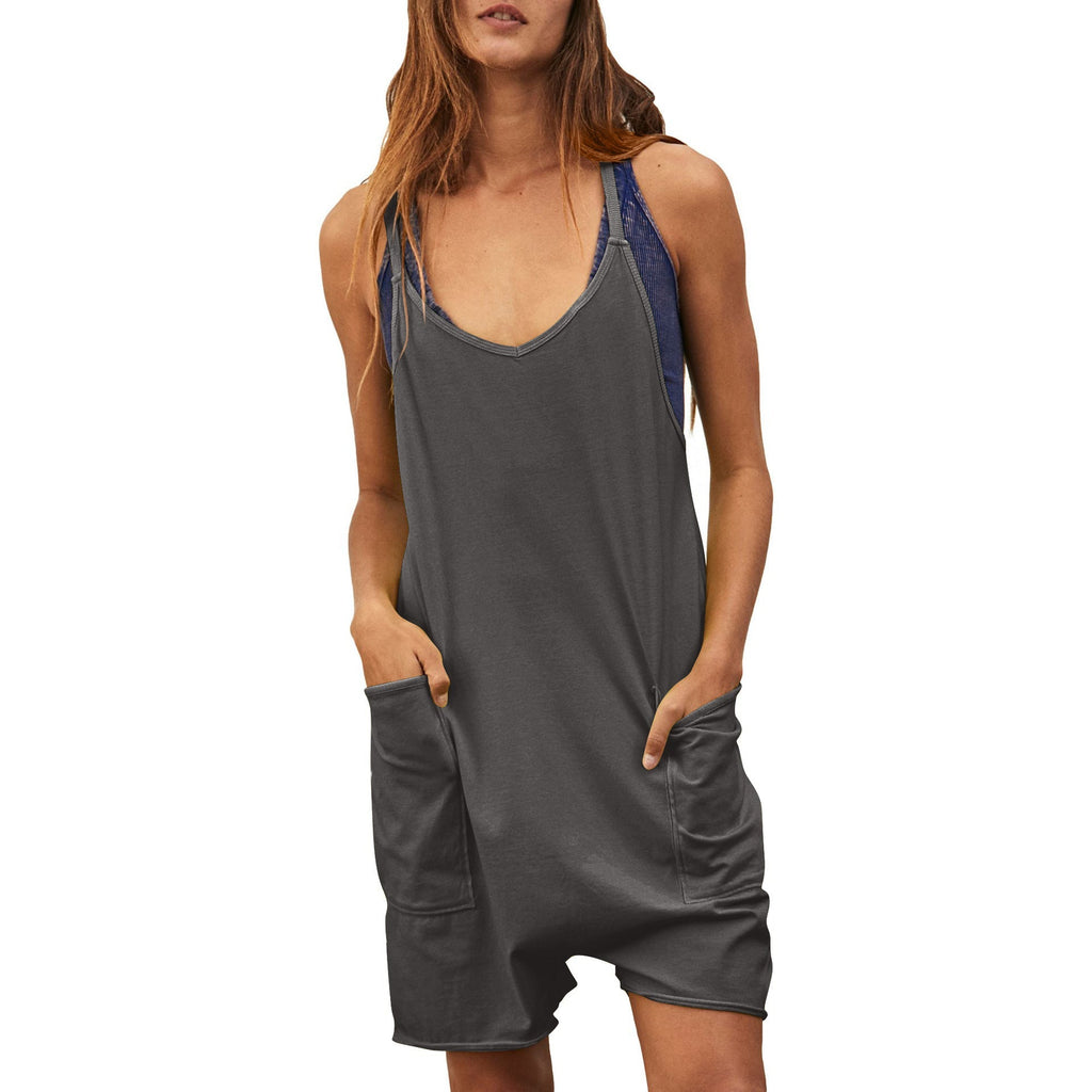 Women's comfortable jumpsuit with a deep neckline and practical pockets, size [size missing]