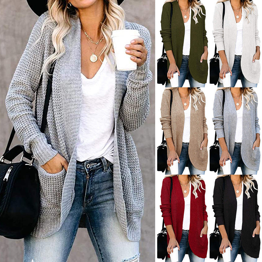 Damen-Cardigan mit offener Passform und Seitentaschen, Größe