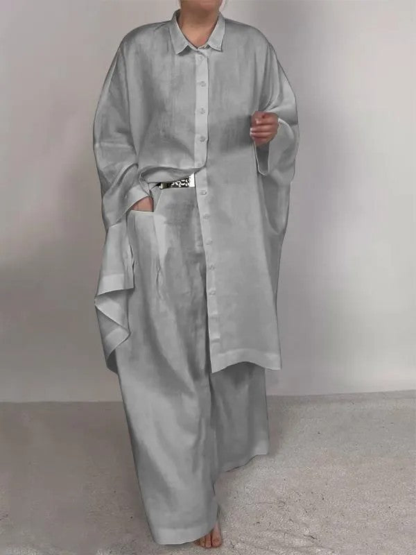 Valenzora | Solid Color Wide Leg Two-Piece Set