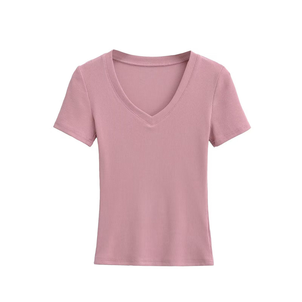 Damen V-Ausschnitt T-Shirt aus hochwertiger Baumwolle mit bequemer Passform, Größe [Größe fehlt]