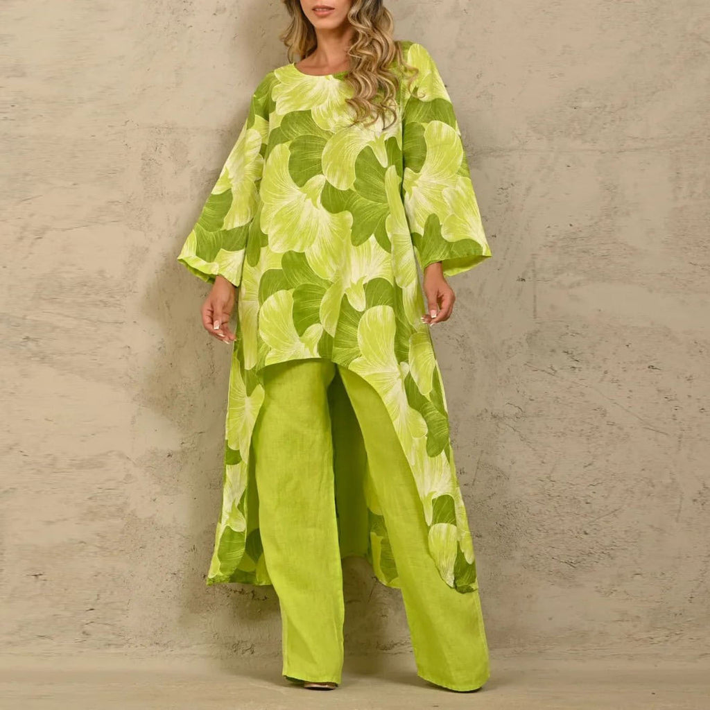 Valenzora | Plus Size Printed Irregular Top Set