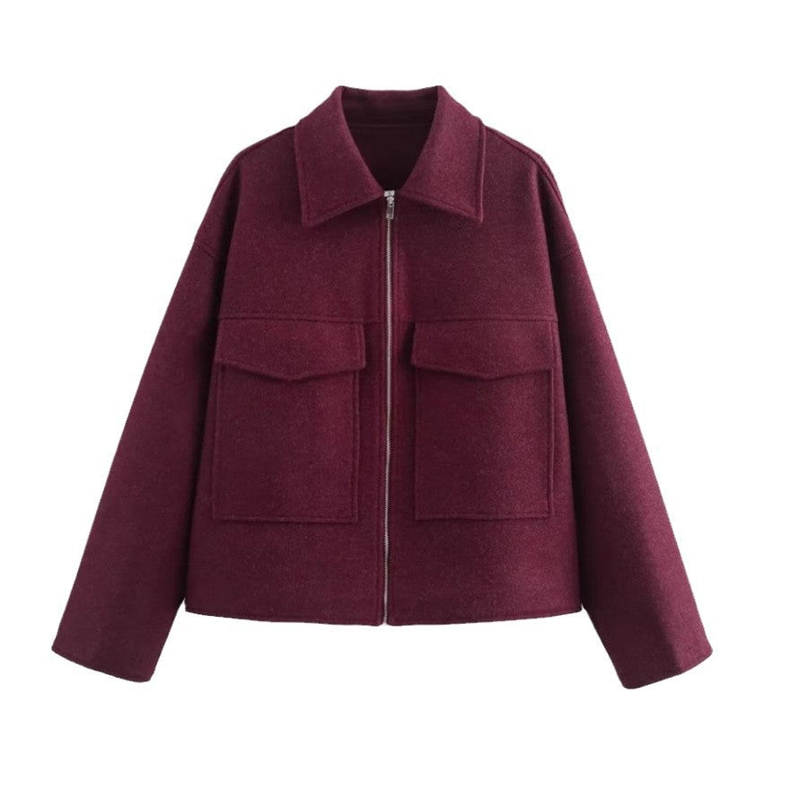 Women's tailored jacket with practical flap pockets and soft wool blend, size S