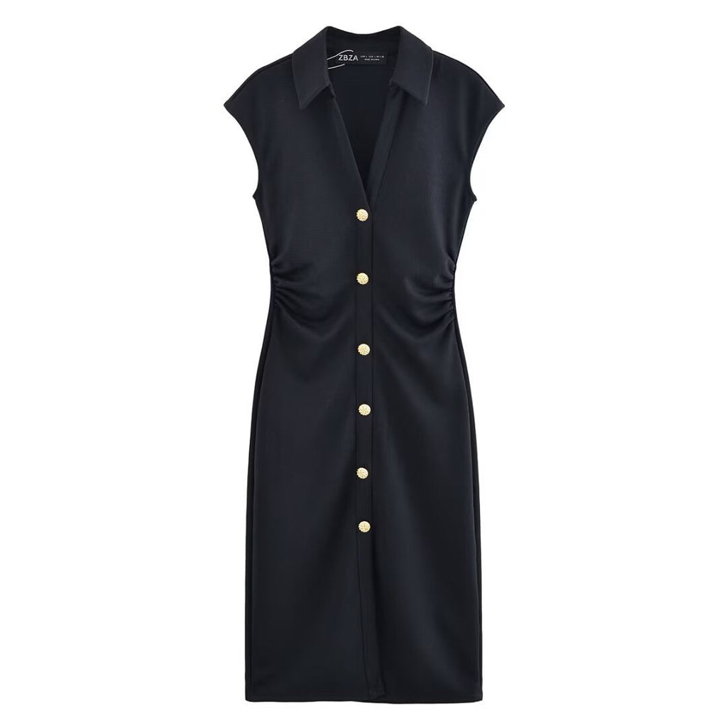 Ladies' Shirt Dress with Elegant Button Details and Stylish Cut Drune