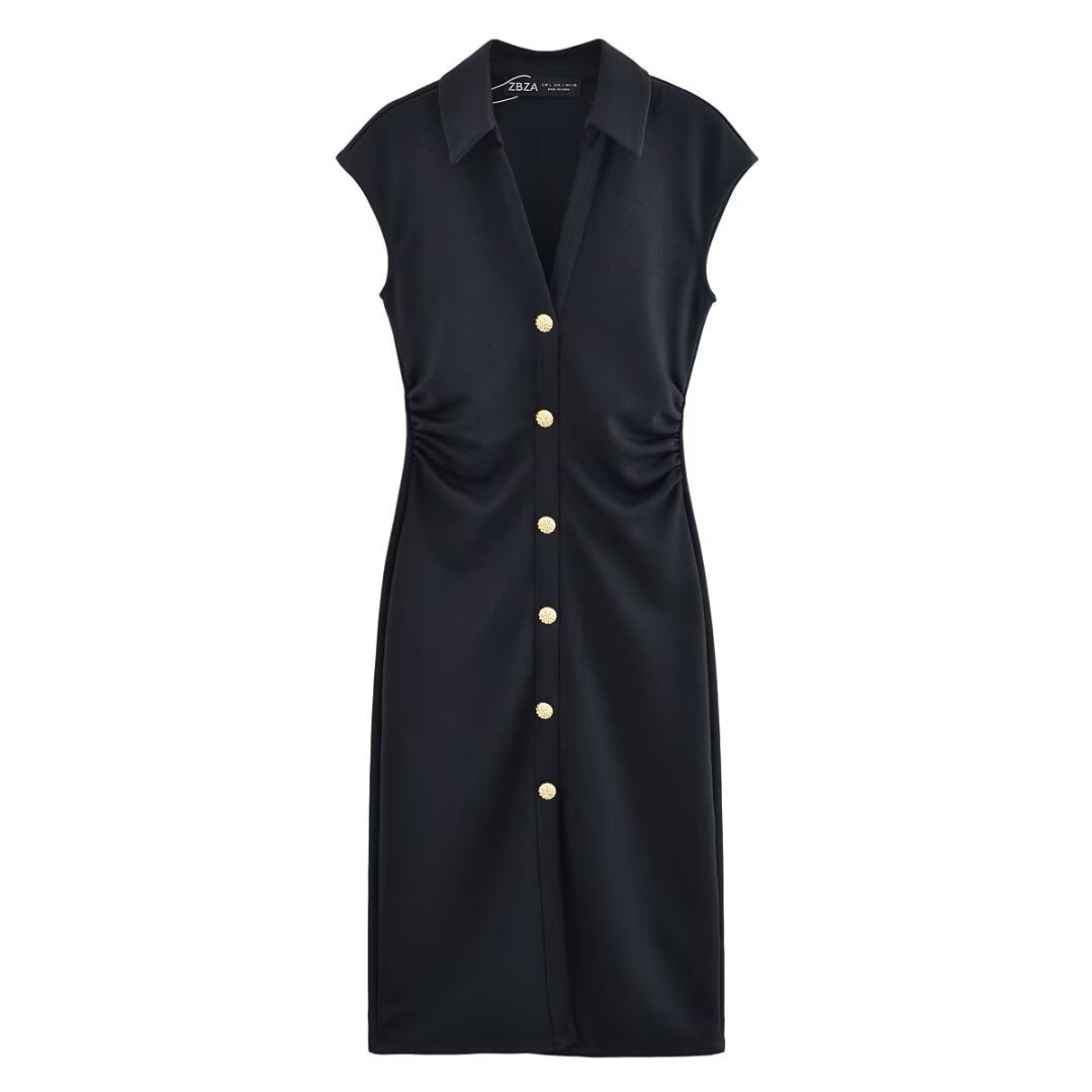 Ladies' Shirt Dress with Elegant Button Details and Stylish Cut Drune