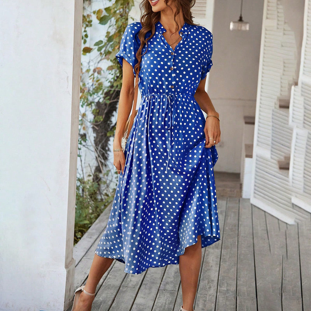 Damen Polka-Dot Midikleid, Größe