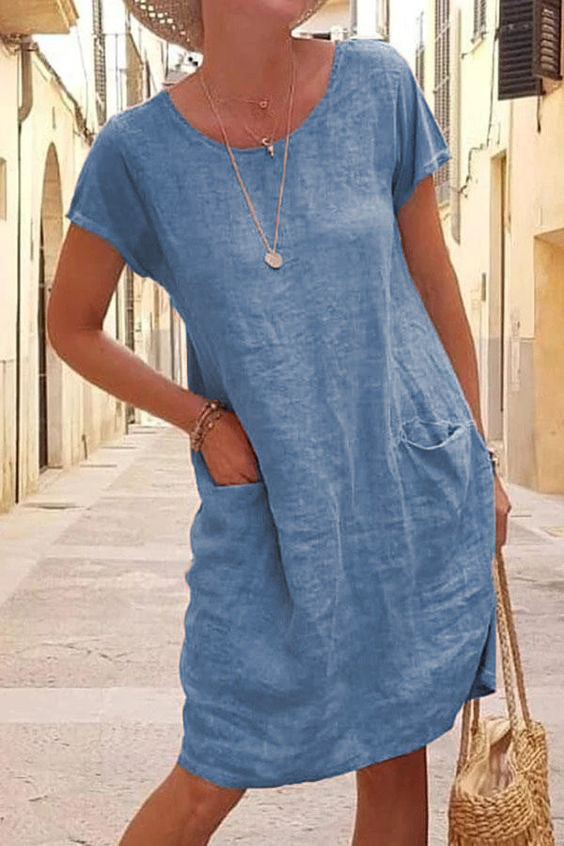 Valenzora | Linen casual dress with pockets