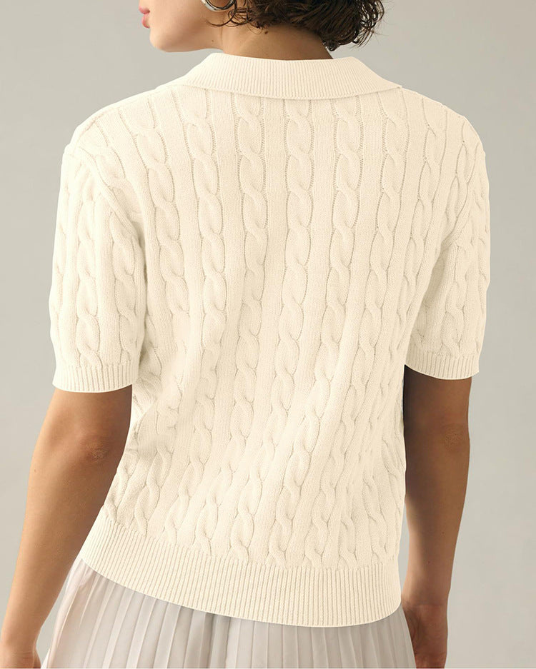 Valenzora | Pullover mit Polokragen und Zopfmuster