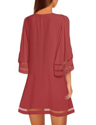 Damen Freizeitkleid mit modischen, luftigen Ärmelöffnungen Drune