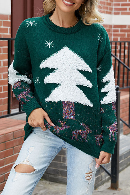 Size Plush Christmas Tree Sweater Knit Sweater