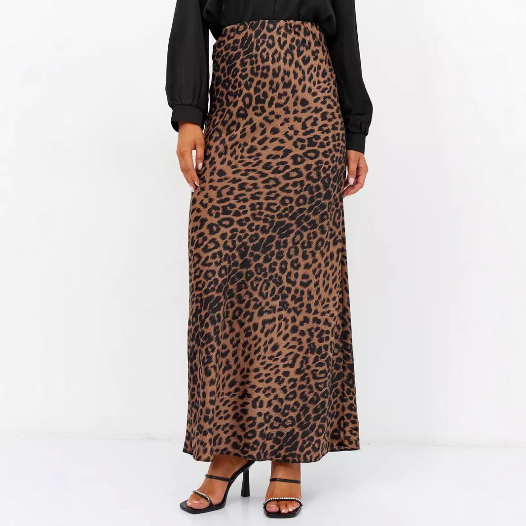 Damen figurbetonter Maxirock mit Animal-Print und Gummibund, Größe [size missing]
