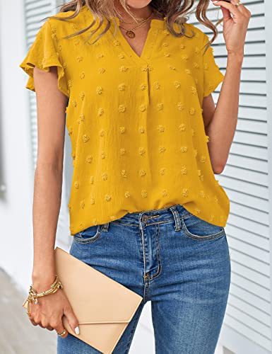 Women's blouse with decorative lace trim and button details, size