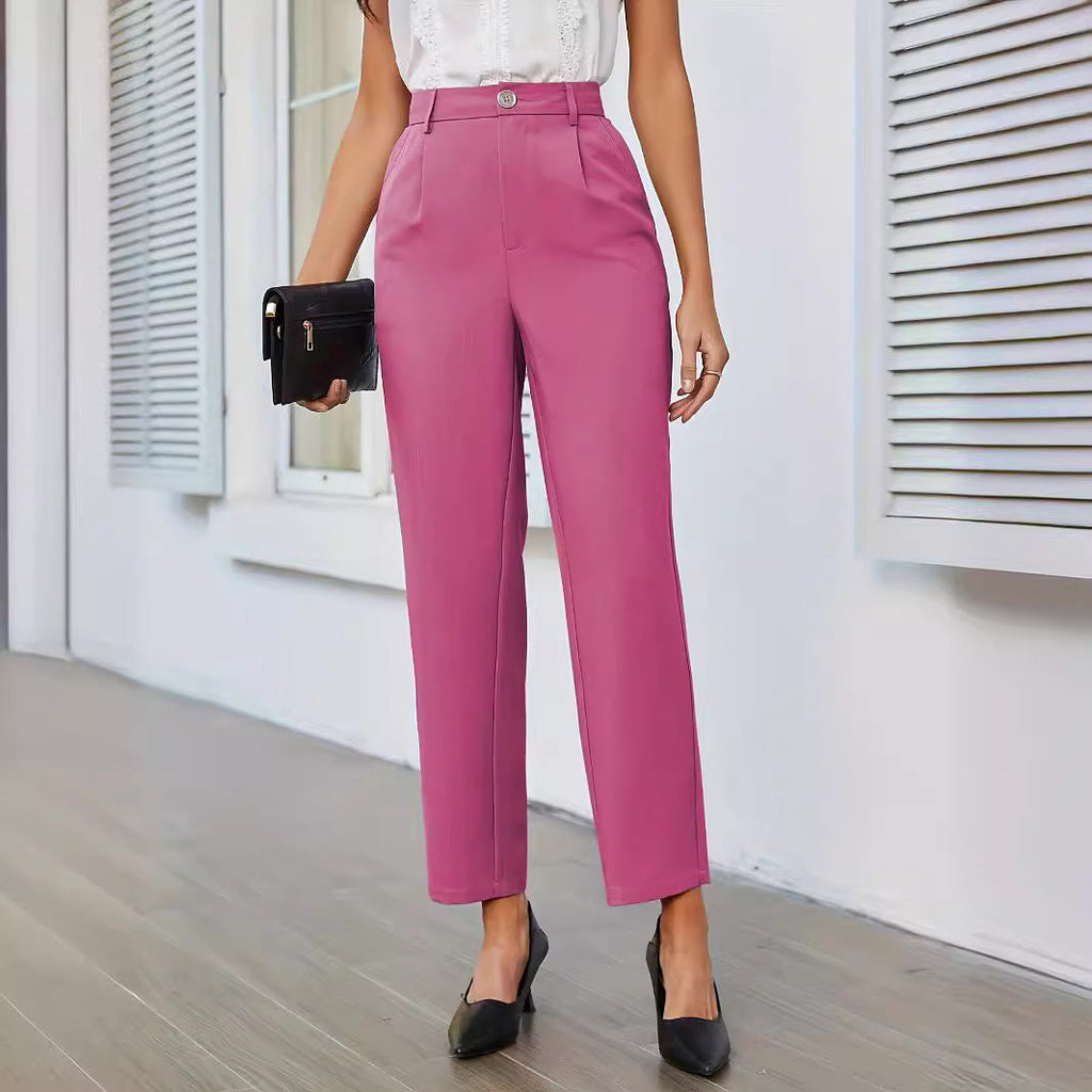 Women's Elegant High-Waisted Pleated Trousers Size