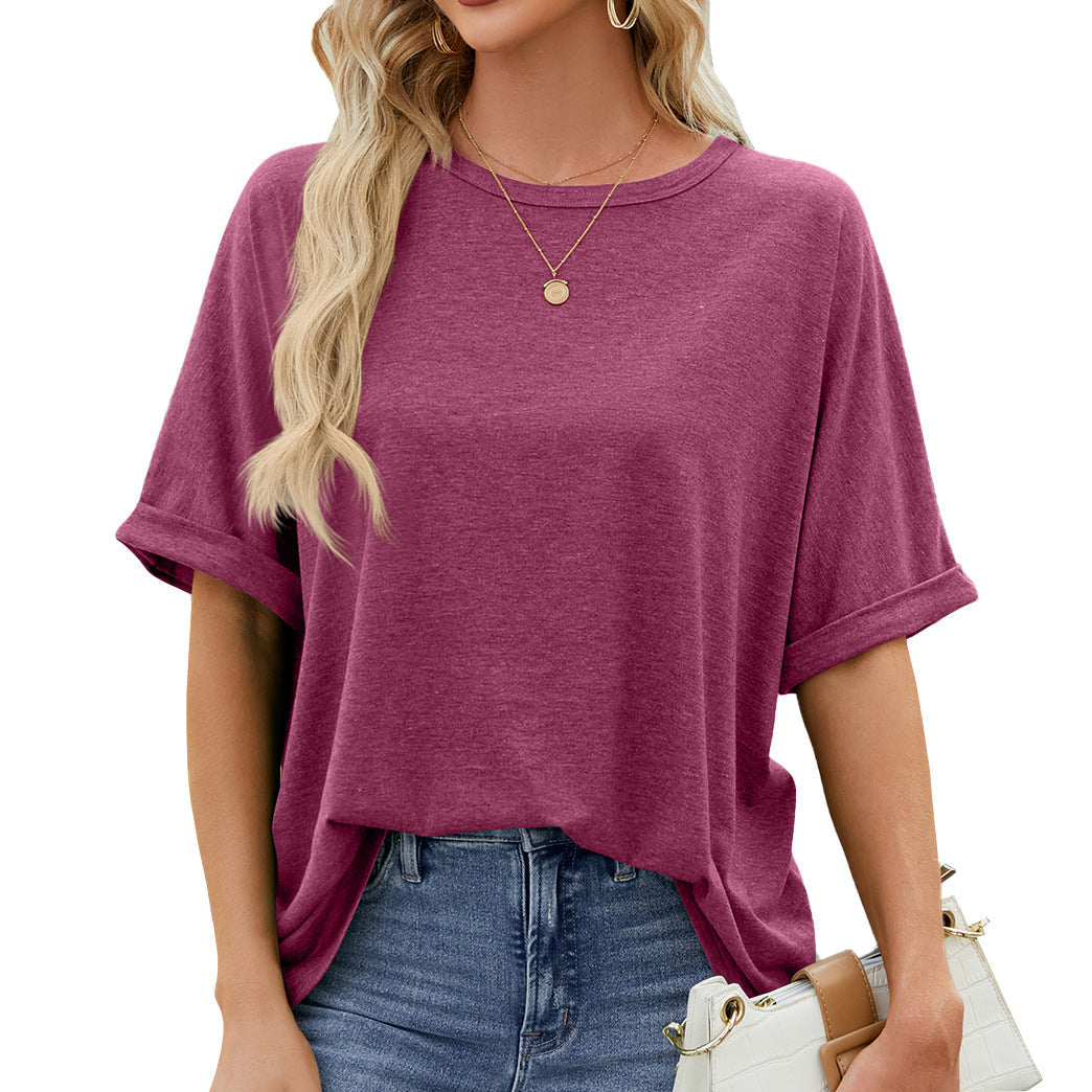 Valenzora | Plain short-sleeved casual loose T-shirt