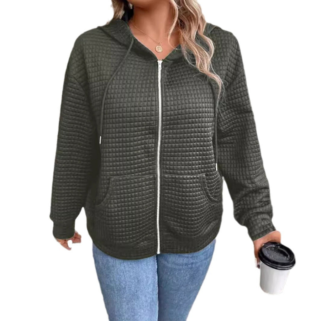 Damen-Kapuzenjacke aus strukturiertem Material, Größe