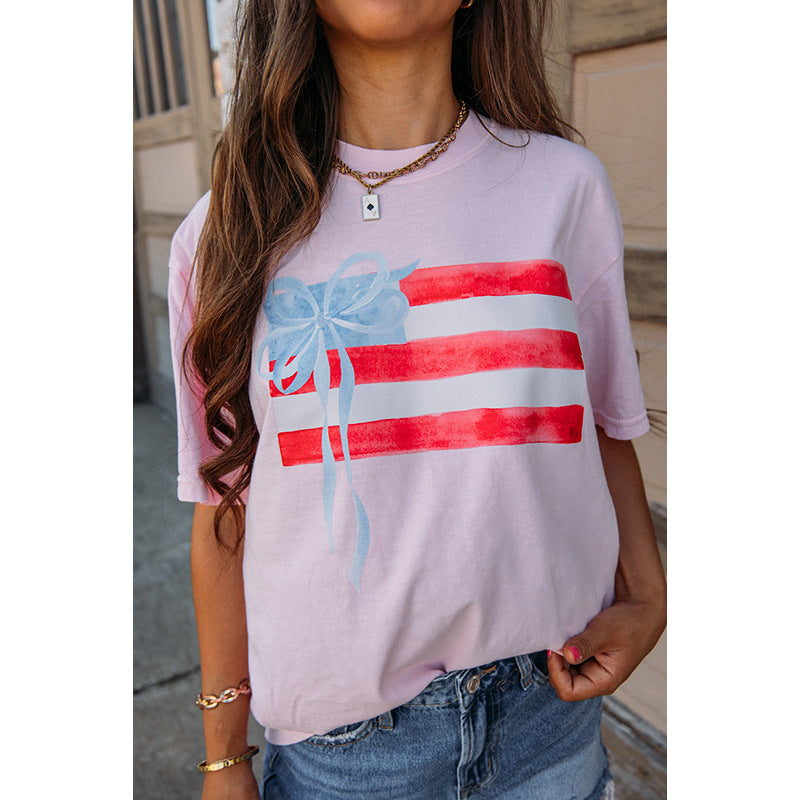 Damen-T-Shirt mit künstlerischem Flaggenmotiv, Größe