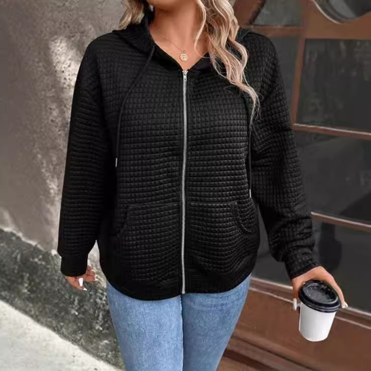 Damen-Kapuzenjacke aus strukturiertem Material, Größe