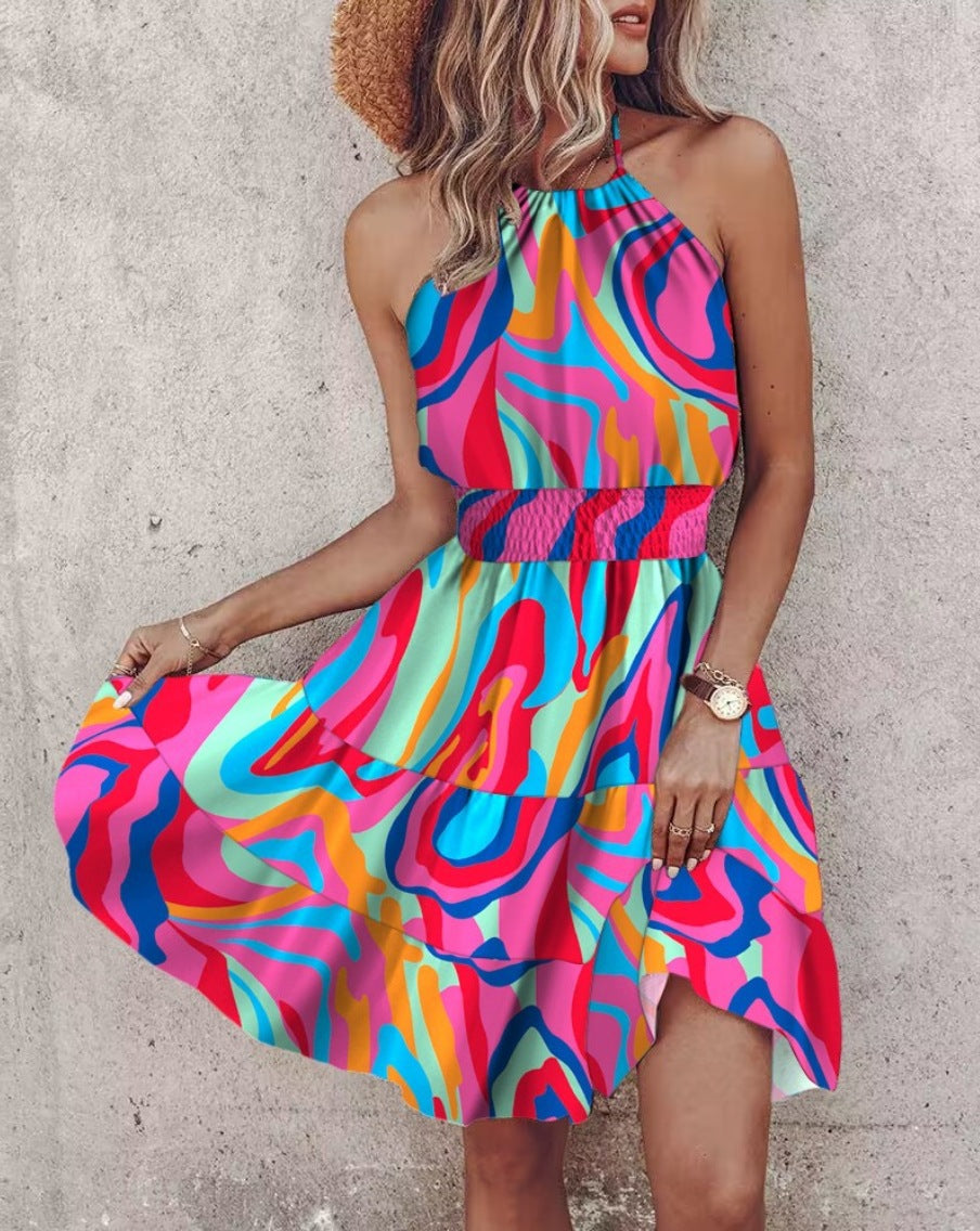 Valenzora | Sleeveless dress with gathered elastic waistband for middle-aged women