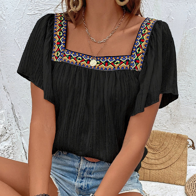 Women's airy summer blouse with embroidery, size