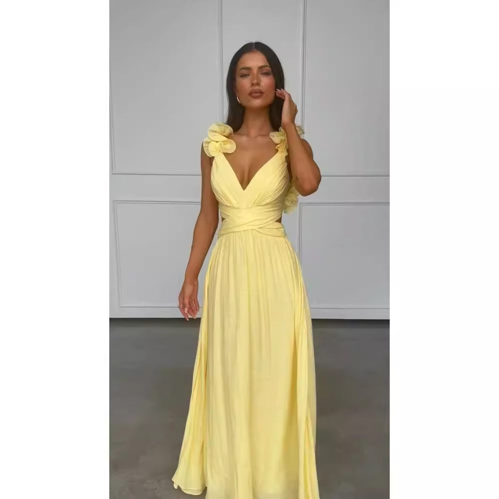 Valenzora | Tied Pleated Solid Color Skirt Dress