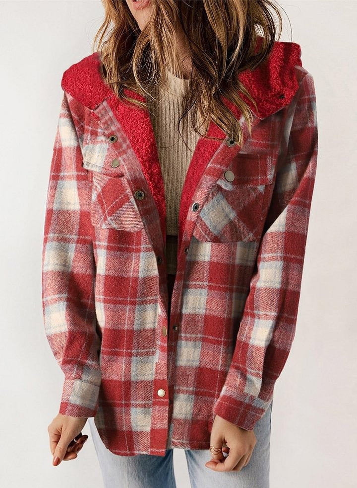Women's flannel jacket with fleece lining, size