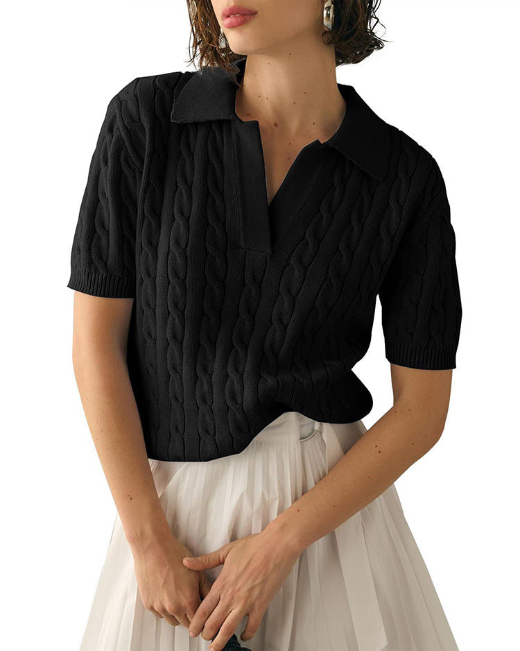 Valenzora | Pullover mit Polokragen und Zopfmuster
