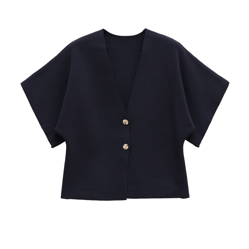 Damen-Leichtstrickjacke mit elegantem V-Ausschnitt und luxuriösen Knopfdetails, Größe S