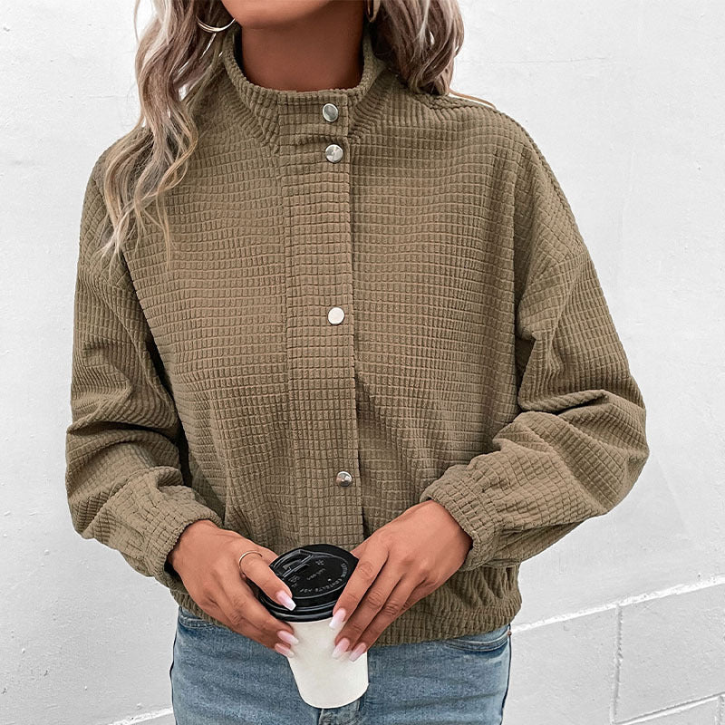 Women's casual hooded jacket in textured material with zipper, size S