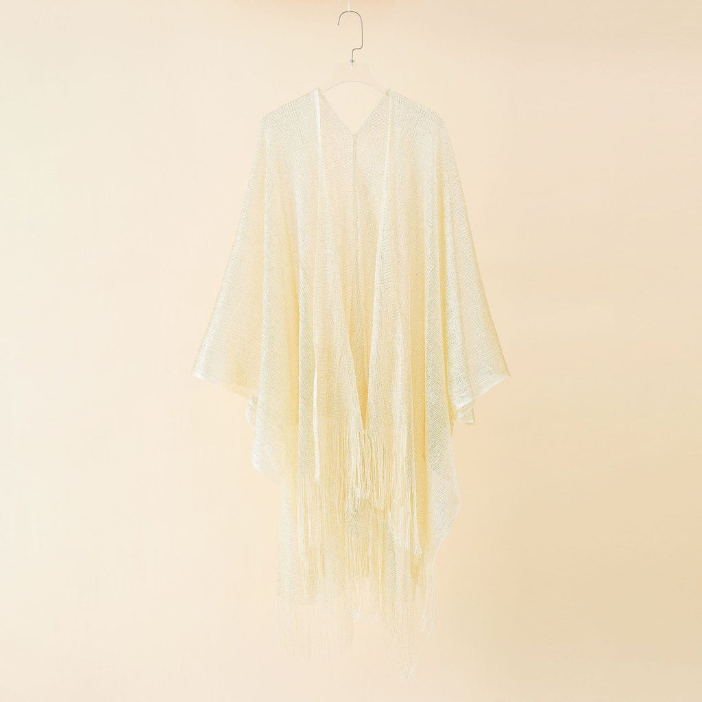 Women's fringed kimono in a transparent, airy fabric, size Valenzora