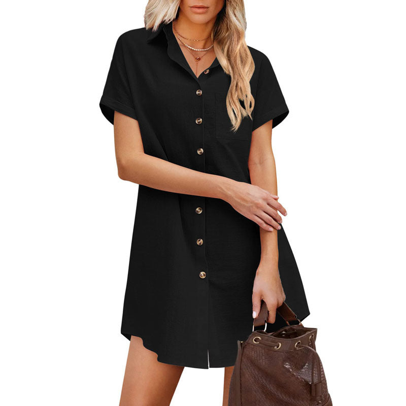 Damen Hemdblusenkleid aus strapazierfähigem Leinenmix mit Knopfdetail und Brusttasche Drune