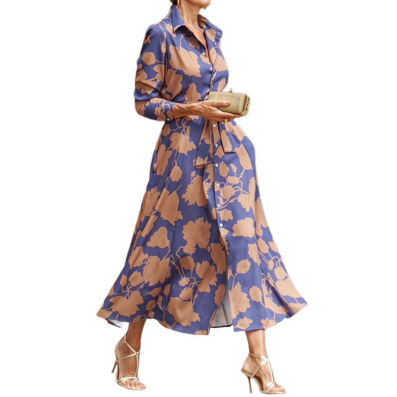 Women's shirt dress with floral pattern and modern cut, size S