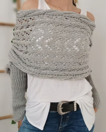 Valenzora Hollow Langarm Strickschal Pullover