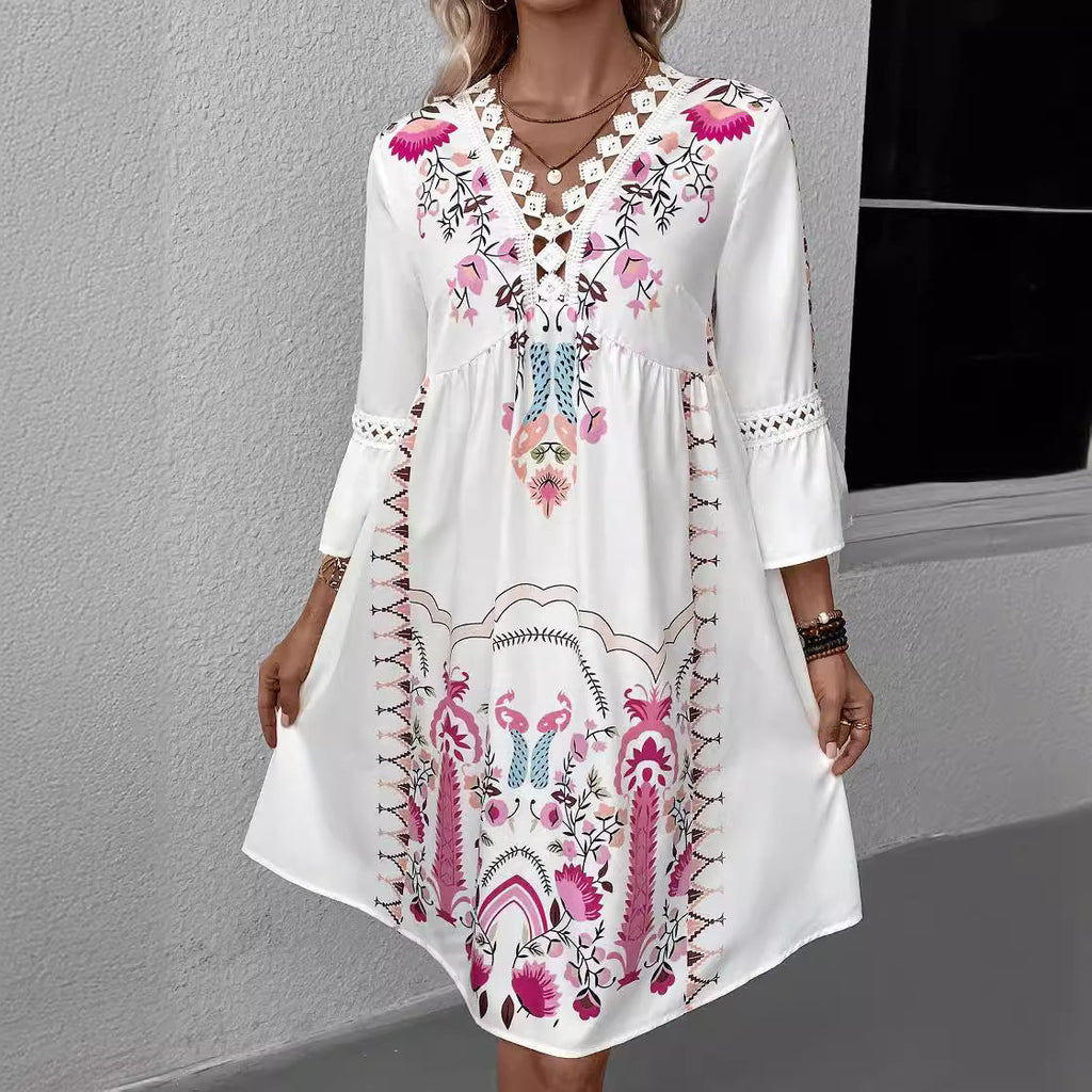 Women's Boho-inspired dress with playful embroidery details and a soft, flowing cut Drune