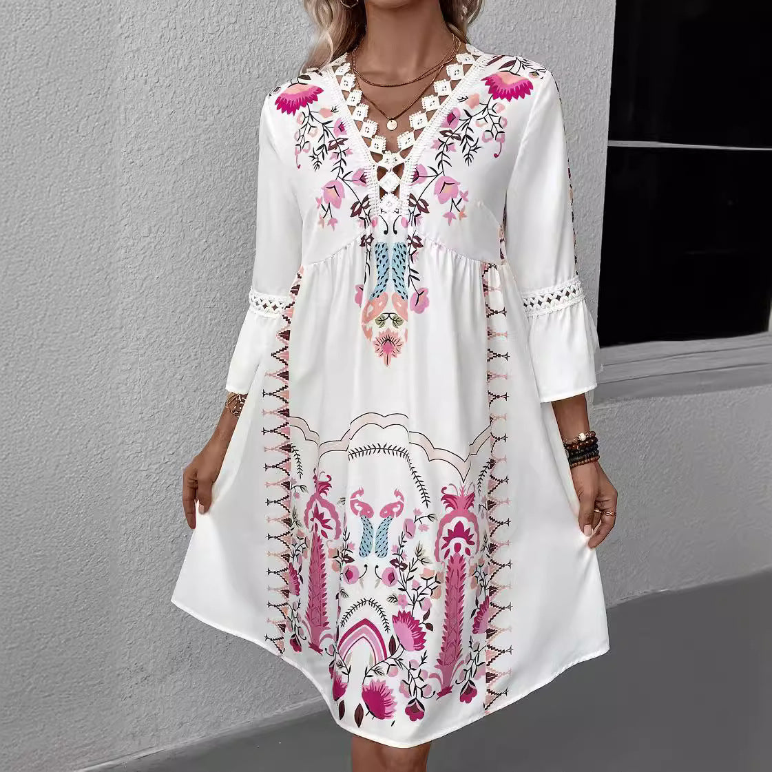 Women's Boho-inspired dress with playful embroidery details and a soft, flowing cut Drune