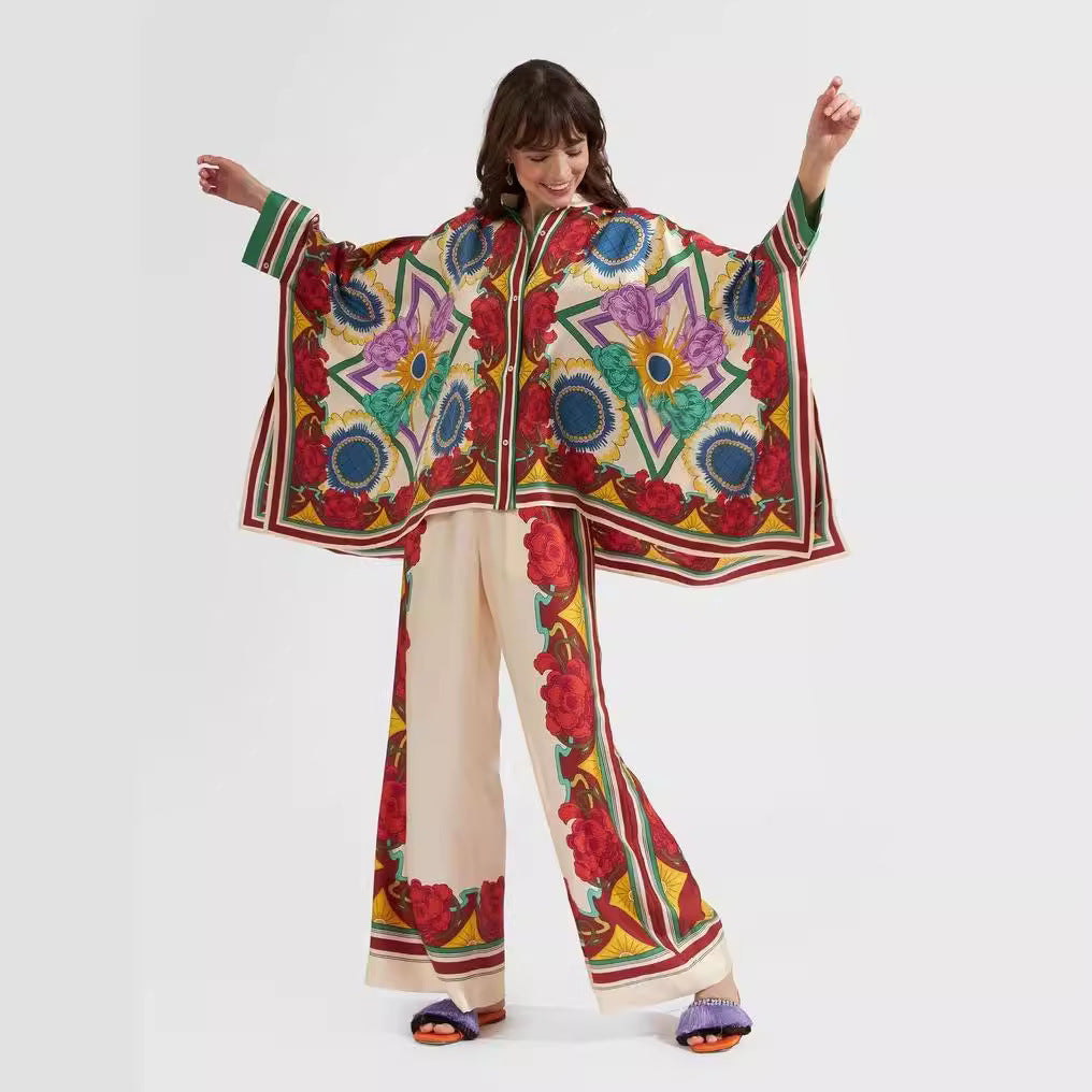 Valenzora | Stand-up collar top and trouser set