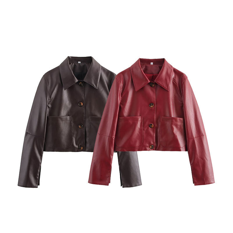 Valenzora | Einfarbige Lederjacke