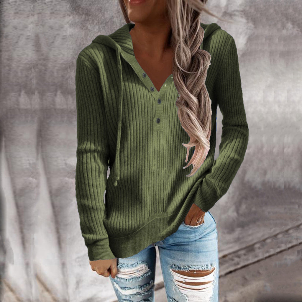 Women's hooded sweatshirt with a structured ribbed design and practical button details, size S